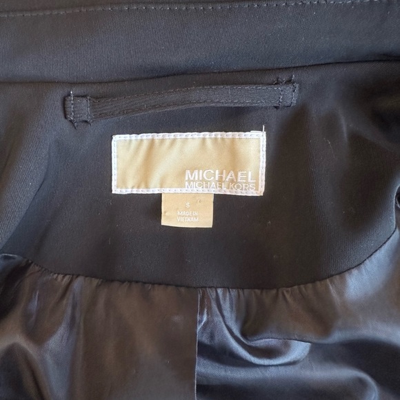 Michael Kors Black Trench Overcoat Silver Hook Closure Sz S MSRP $298 - Picture 7 of 9